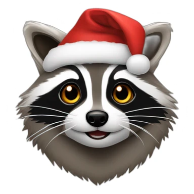 Raccoon with christmas hat sticker