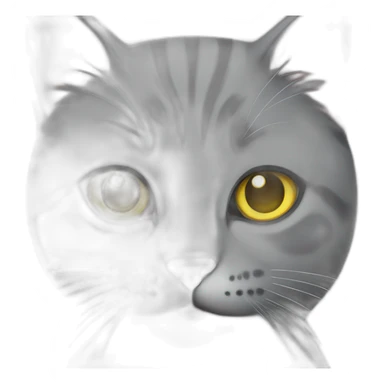 Grey cat with yellow eyes thin sticker