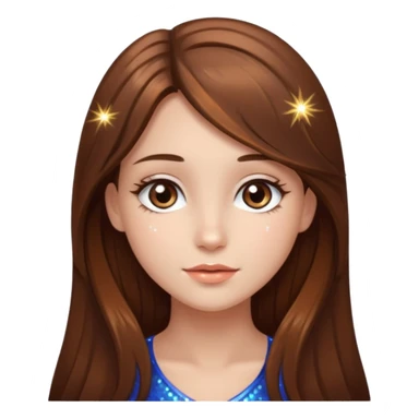 beautiful girl with long and brown hair and brown eyes with sparkles by herside sticker