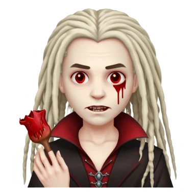 Blood face vampire with dreads holding a skin 47 sticker