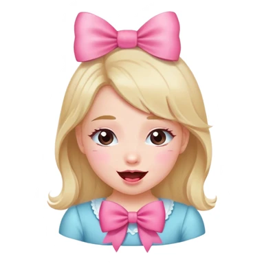 A giggle face with kiss and a pink bow with girl bowing  sticker