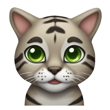 Brown and grey tiger cat with green eyes  sticker