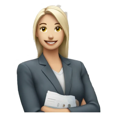 Real estate agent in front of a house with for sale sign  sticker