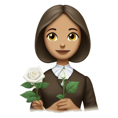 Charlotte Bronte holding a white rose in her hand sticker