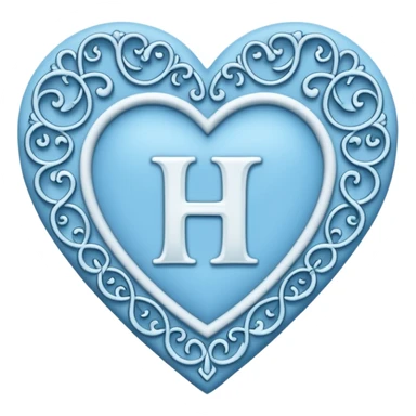 Can you make a baby blue heart with a white letter in the middle in a gothic style, the letter is H sticker