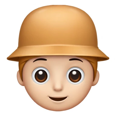 Brown circle, bucket on head circle eyes dot pupils line mouth sticker