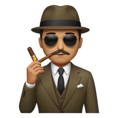 Italian gangster, tailored suit, cigar, dark shades, sticker