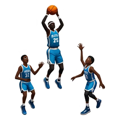An icon featuring a basketball court with players in action, inspired by NBA 2K25. A player jumps for a dunk, with the ball mid-air. Bright lights illuminate the court, symbolizing the excitement of sports simulation games. Transparent background emphasizes the energy. sticker