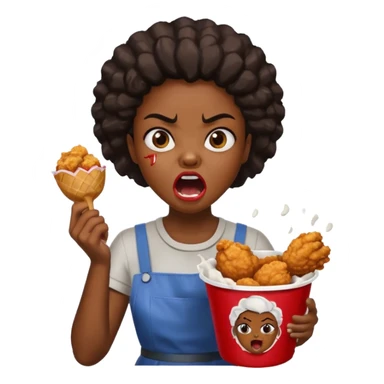 tsion angry black girl ragebait fat running 100 kfc chicken dirty mouth angry bad word sticker