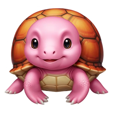 light pink turtle with a perfectly round head (not oval) in chibi style, red shell, cute, adorable, looks like a stuffed animal with no details in skin sticker