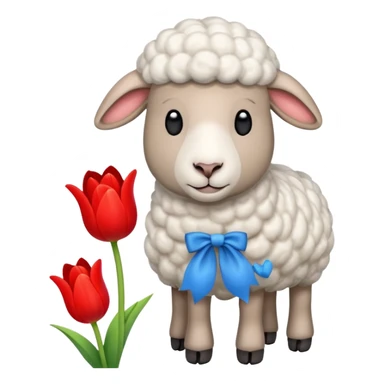 Oveja con un tulipán Al lado sticker