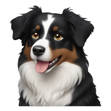 Small black australian shepherd dog with black muzzle sticker
