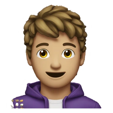 The model Dylan Tides, so happy he could cry, and an eggplant sticker