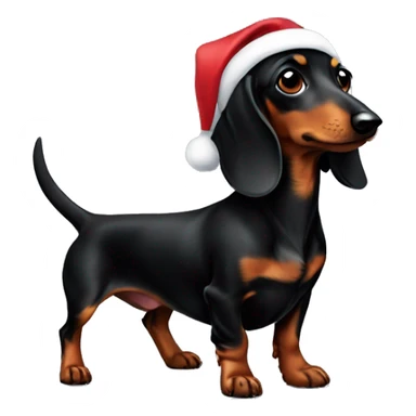 Black small dachshund with a brown spot on the chest on Christmas  sticker