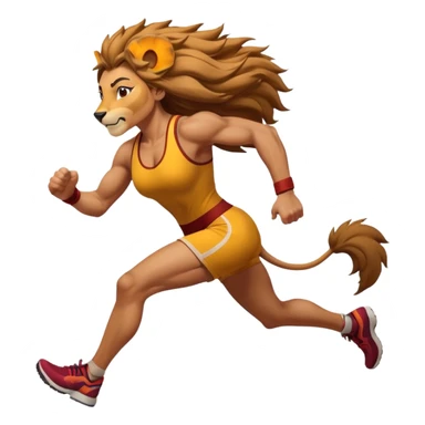 High resolution of a running women lion sticker