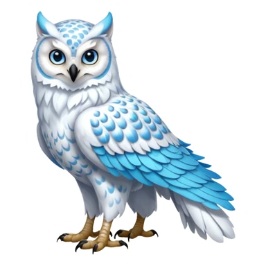 Long-beaked scaly beautiful pretty realistic Gryphon-Griffin-Snow-Leopard-Arctic-Fox-Arctic-Wolf-Snowy-Owl-fusion-hybrid-animal-creature, full body sticker