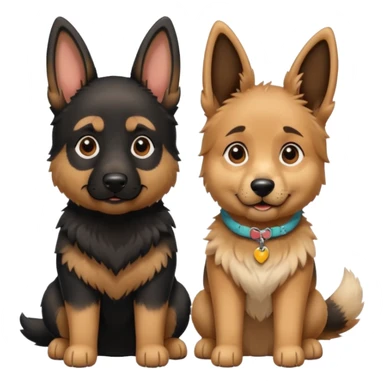 German shepherd boy and girl sticker