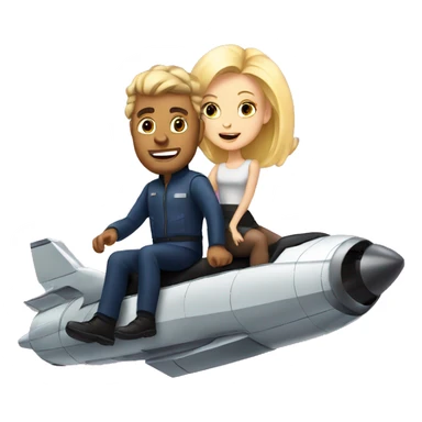 Blonde girl riding a spaceship with a bold man sticker