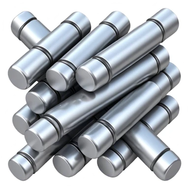 A bundle of thin uranium fuel rods used in a nuclear reactor, with a metallic silver or gray structure, cylindrical and slender rods, arranged in a hexagonal grid, realistic and industrial style, no green color, only metallic shades sticker