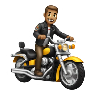 cartoon biker dude on a motorcycle with a transparent background sticker