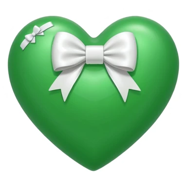 green heart with a white bow wrapped around it sticker