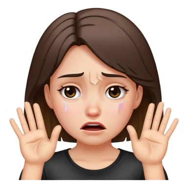 girl crying with her hands as gun signs at the side of her head sticker