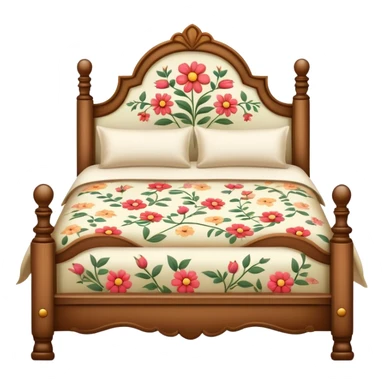 Vintage bed with flower design sticker