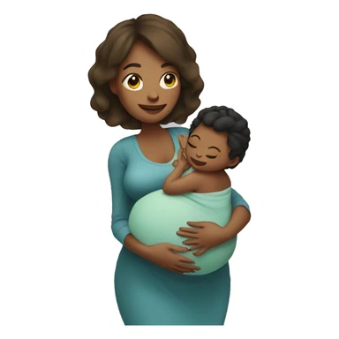 Pregnant mom holding baby sticker