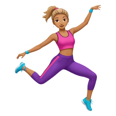 mujer bailando con ropa de ejercicio, estilo alegre, colores vivos sticker