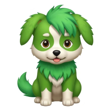 green haired dog with green skin sticker