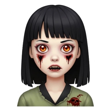 Faça uma menina de cabelo liso preto com franja zumbi sticker