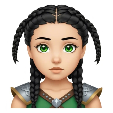 girl with green eyes black hair and Viking braids  sticker