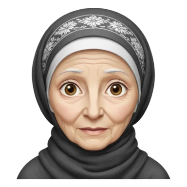 orthodox jewish woman with tichel kercheif circa. 1890 make into greyscale elderly sticker