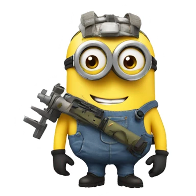 A Minion in survival gear with an exploding airplane in the background  sticker
