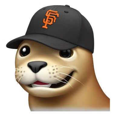 laughing sea lion with a san francisco giants baseball cap portrait sticker