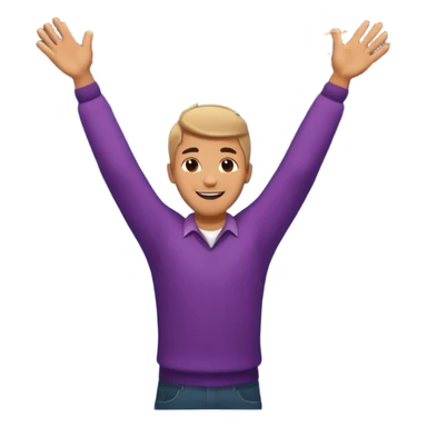 hombre sonriendo saltando con los brazos hacia arriba saltando, con fuegos artificiales, confites volando, sticker