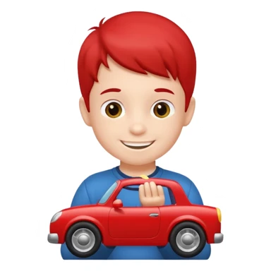 little boy with car toy on his hand
 sticker