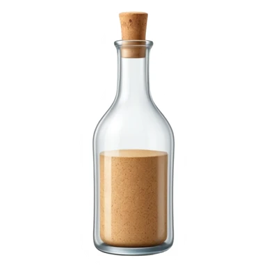 tall slender glass bottle with long neck and simple cork or screw cap, clear glass, transparent colorless liquid inside, elegant curved silhouette, no label or extras, apple emoji style, soft lighting, transparent background, emoji scale sticker