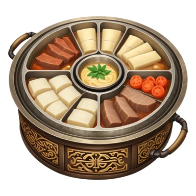 Vintage Chinese hotpot with divided sections sticker