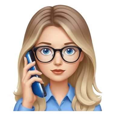 Pale Realistic balage hair woman wearing glasses and blue eyes speaking on 1 cell phone sticker