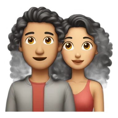 a couple (1st asian woman and 2nd man with curles) sticker