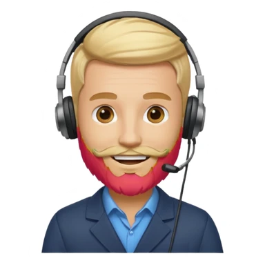 a sales agent with headphones and beard blonde hair smile sticker
