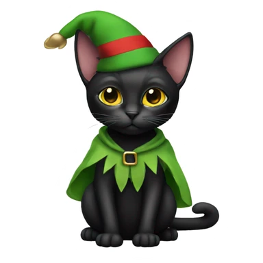 Black cat with elf clothes sticker