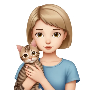 A beautiful girl holding a tabby cat kitten short haired sticker