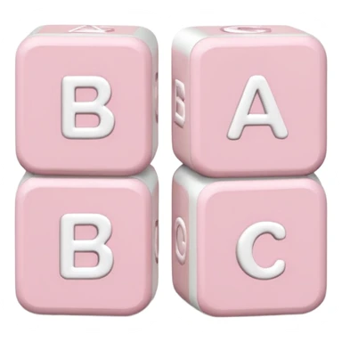Three white and light pink baby alphabet blocks stacked sticker