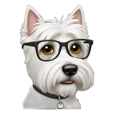 Man with glasses anda westie dog in s sticker