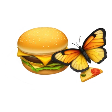 A butterfly eating a cheeseburger sticker