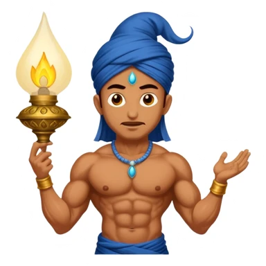 CREATE A EMOJI WHERE WHERE JINN COMES ALLADIN"S LAMPS RUB FROM IN LAMP AND SAY HUKUM MERE AAKA  sticker