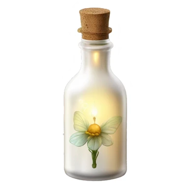 White magic fairy light sparkling old Antique bottle with poison and with herbal and flowers sticker