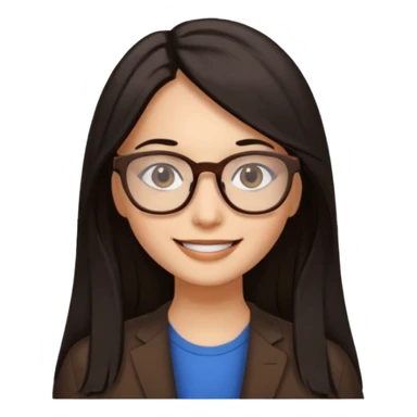 Cabelo preto liso olhos castanho cor da pele parda óculos mulher cabelos compridos sticker